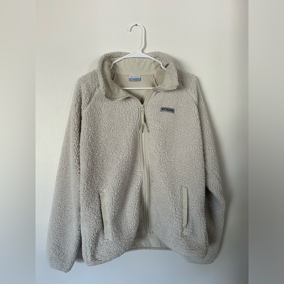 Columbia Women’s Cream Fleece Full Zip Faux Sherpa Teddy Jacket Size Large - Picture 1 of 7